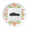 Black Classic Cars Pattern Outline Flower Ceramics Plate Tableware Dinner Dish