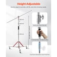 thumbnail image 3 of VEVOR Heavy Duty Light Stand with Casters, Max Height 10.5 ft/320 cm, Adjustable Tripod Stand with Stainless Steel, Photography Wheeled Base Stand, for Studio Softbox, Monolight, Reflector Shooting, 3 of 9