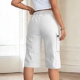 thumbnail image 4 of Bermuda Cargo Shorts for Women Casual Long Knee Length High Waisted Stretch Wide Leg Summer Outdoor Hiking Capri Pants, M, 4 of 6