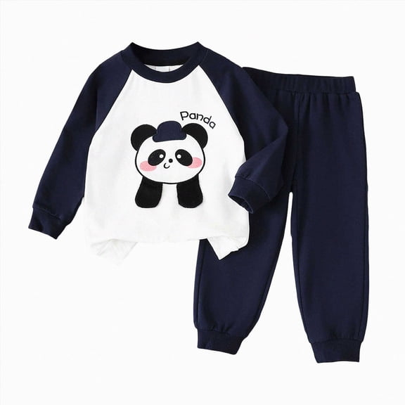 felwors Unisex Baby Boy Girl Cute Animal Print Sweatshirt&Pant Clothing Set Toddlers Outfits Set for Spring Autumn (Dark Blue,6 Years)