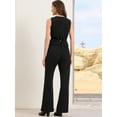 thumbnail image 3 of DARING DIVA Women's V Neck Sleeveless Button Down Striped Trendy Waistcoat XS Black, 3 of 6