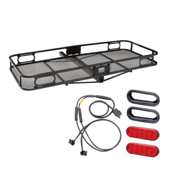 Pro Series Rambler Trailer Mounted Hitch Cargo Carrier Basket + LED