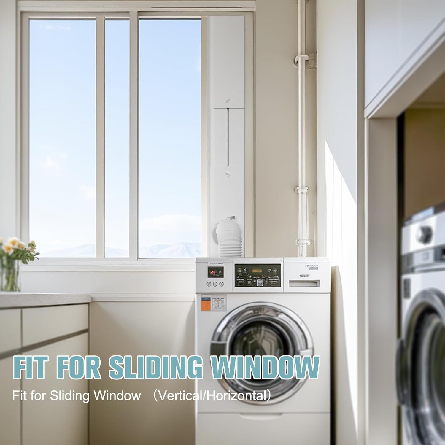 Window Duct Kit Dryer Window Vent Kit for 4” Ducting Dryer Vent Hose, Sliding Window Vent Kit Fit with Dryer, Inline Duct Fans, Grow Tents