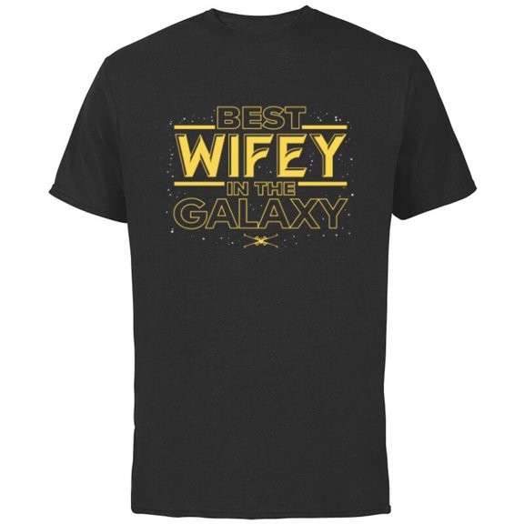 Star Wars Best Wifey in the Galaxy Birthday Anniversary- Short Sleeve Cotton T-Shirt for Adults - Customized-Black