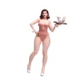 thumbnail image 1 of Figura de niña a escala 1/24 llevando una bandeja, figura de diminutas, de mujer en traje de baño para , maqueta de trenes., 1 of 9