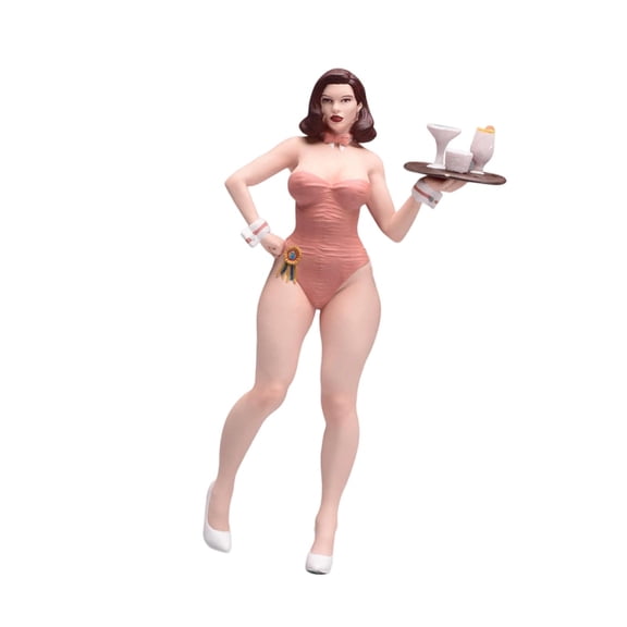 Figura de niña a escala 1/24 llevando una bandeja, figura de diminuta, de mujer en traje de baño en miniatura para maquetas de estaciones de