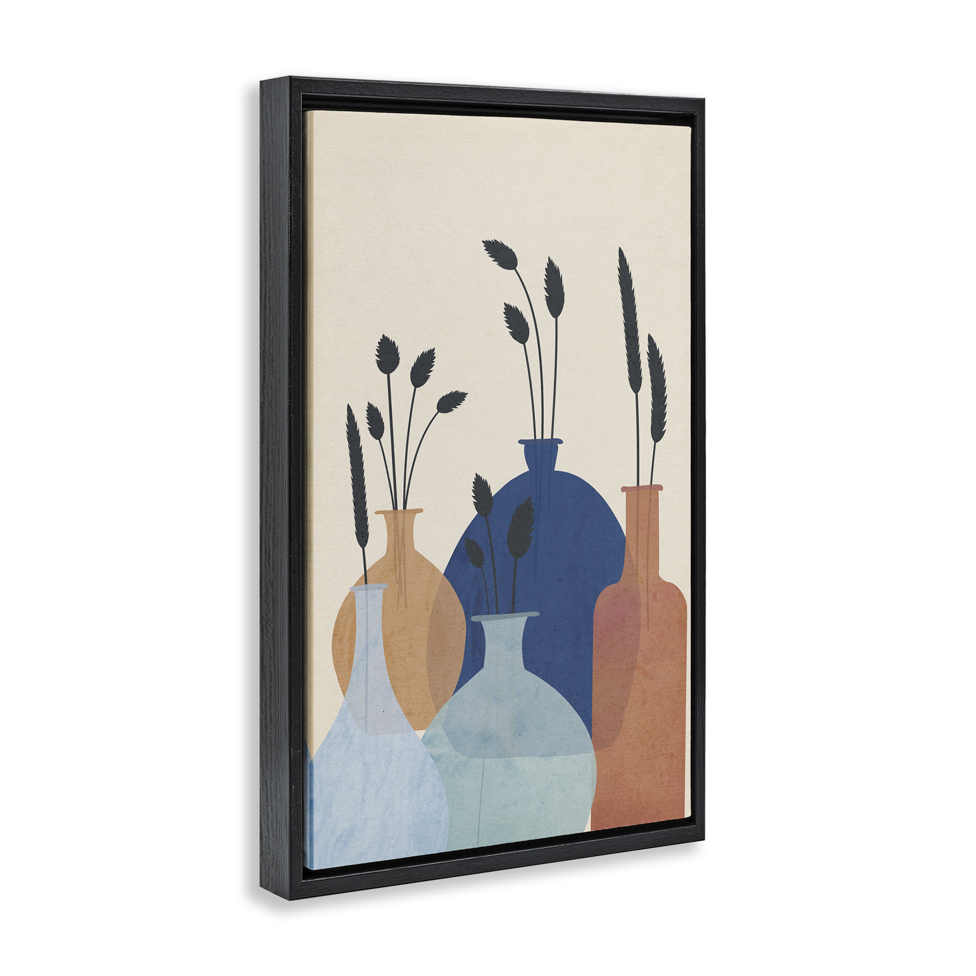 Stupell Industries Plant Sprigs Vases Plants & Flowers Painting Black Floater Framed Canvas Art Print Wall Art, 21 x 31
