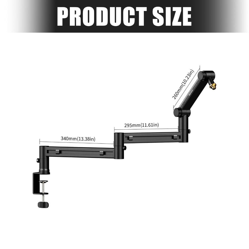 Adjustable Boom Arm Stand With Cable Management For Podcasting And Streaming