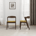 thumbnail image 2 of Dakota Dark Yellow Velvet Dining Chairs (Set of 2) - Solid Wood, Mid-Century Modern, Walnut Finish, 21"x19"x29", for Dining Room, Living Room, 2 of 13