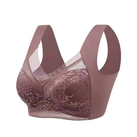 knqrhpse Push Up Bra Bras for Women No Underwire Posture Correcting Bra Seamless Bra Up Wireless Bra Breathable Bras For Older Everyday Bras Lace Bra Minimizer Bra Seamless Bras Brown 5XL