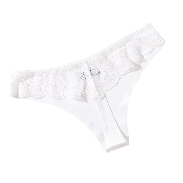 Minnieouse Bragas de tiro bajo, tanga, bragas sin costuras, diseño de encaje, sexy, atractiva, mano de obra fina, elasticidad, ropa de dormir para mujer Ropa interior Blanco L Minnieouse AP019044-10