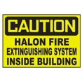 thumbnail image 1 of Señal de advertencia de aluminio con sistema de prevención de incendios de halón en el interior del edificio. Tamaño de la señal: 8 x 12 pulgadas, 1 of 4