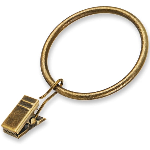 Curtain Rings - 2.0-Inch Inner Diameter Antique Brass Curtain Clip Rings for Curtain Panels, This Curtain Clip Rings Also Apply for Drapery Rod