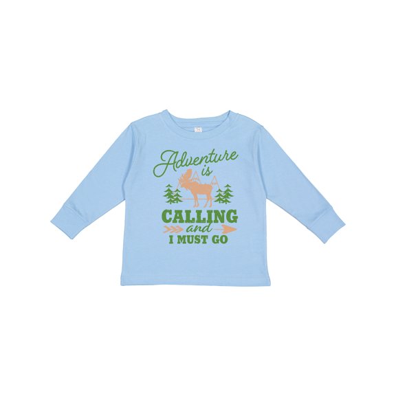 Inktastic Vintage Adventure is Calling and I Must Go with Moose Boys or Girls Long Sleeve Toddler T-Shirt