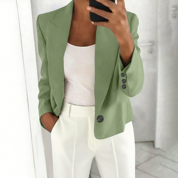 Fznquz Womens Sweaters Dressy Casual Jacket Blazer Open Front Cardigan Trendy Green Jackets