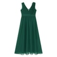 thumbnail image 2 of iiniim Kids Girls Chiffon Ruched Junior Bridesmaid A Line Swing Maxi Formal Pageant Prom Dress Army Green 6, 2 of 7