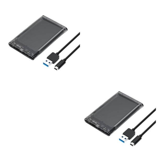 Injueey Carcasa HDD transparente SSD, carcasa externa para disco duro móvil de estado sólido, adaptador de 2,5 pulgadas, dispositivo móvil Type2 NO2