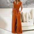 thumbnail image 2 of FRSASU Womens Summer Tops Women'S V-Neck Long Sleeved Lace Up Exposed Navel Top Wide Leg Pants Set Orange 4(S), 2 of 5