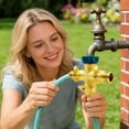 thumbnail image 4 of 3 Way Brass Garden Hose Splitter 3/4" Thread Heavy Duty Outdoor Faucet Adapter With Shut Off 3 Water Tap Connector For Yard And RV Outdoor Kitchen Faucet Wall Mount Laundry Faucet Handle Replacement, 4 of 7