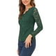 thumbnail image 4 of INSPIRAR CHIC Día de San Valentín Blusa de Encaje Floral de Manga Larga con Escote en V y Detalle de Encaje en el Dobladillo M Verde Oscuro, 4 of 7