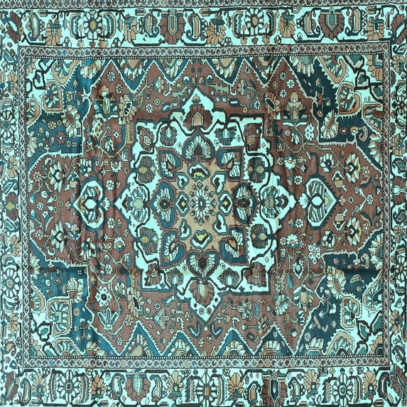 Ahgly Company Indoor Square Persian Light Blue Traditional Area Rugs, 8' Square