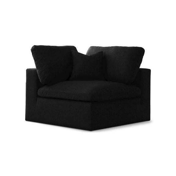 Meridian Furniture Serene Black Linen Fabric Deluxe Modular Corner Chair