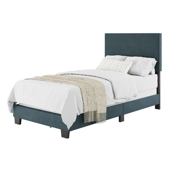 CorLiving Celeste Modern Upholstered Adult Twin Bed Frame with Headboard, Box Spring Required
