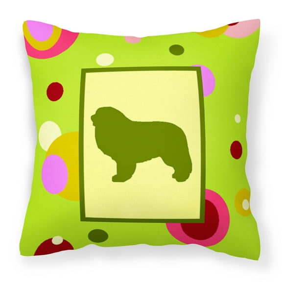 Green Fabric Decorative Pillow with Dog Silhouette