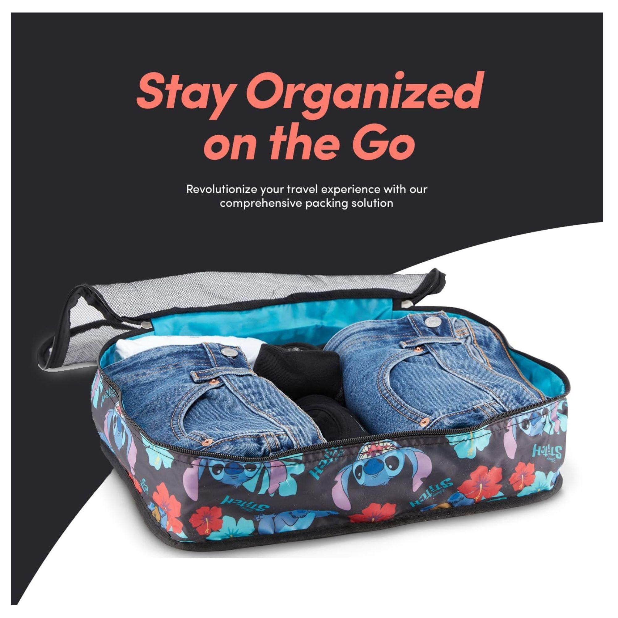 Disney Lilo and Stitch Packing Cubes, 5 Piece Set Travel Essential Packing Case Black