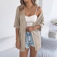 thumbnail image 6 of Lmueinov Womens Summer Cardigan Sweaters Boho Short Sleeve Knitted Open Front Lightweight Beach Cover Up Mid Length Elbow Sleeve Loose Fit Vacation Top, 6 of 8