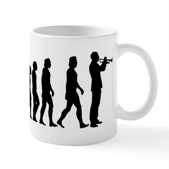 CafePress - Evolution Trumpet - 11 oz Ceramic Mug - Novelty Coffee Tea Cup