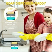 Dish Soap Dispenser for Kitchen, EEEkit Soap Pump Dispenser and Sponge Holder, 2 in 1 Soap Pump Dispenser with 1 Sponge, Countertop Dish Soap Dispenser Caddy