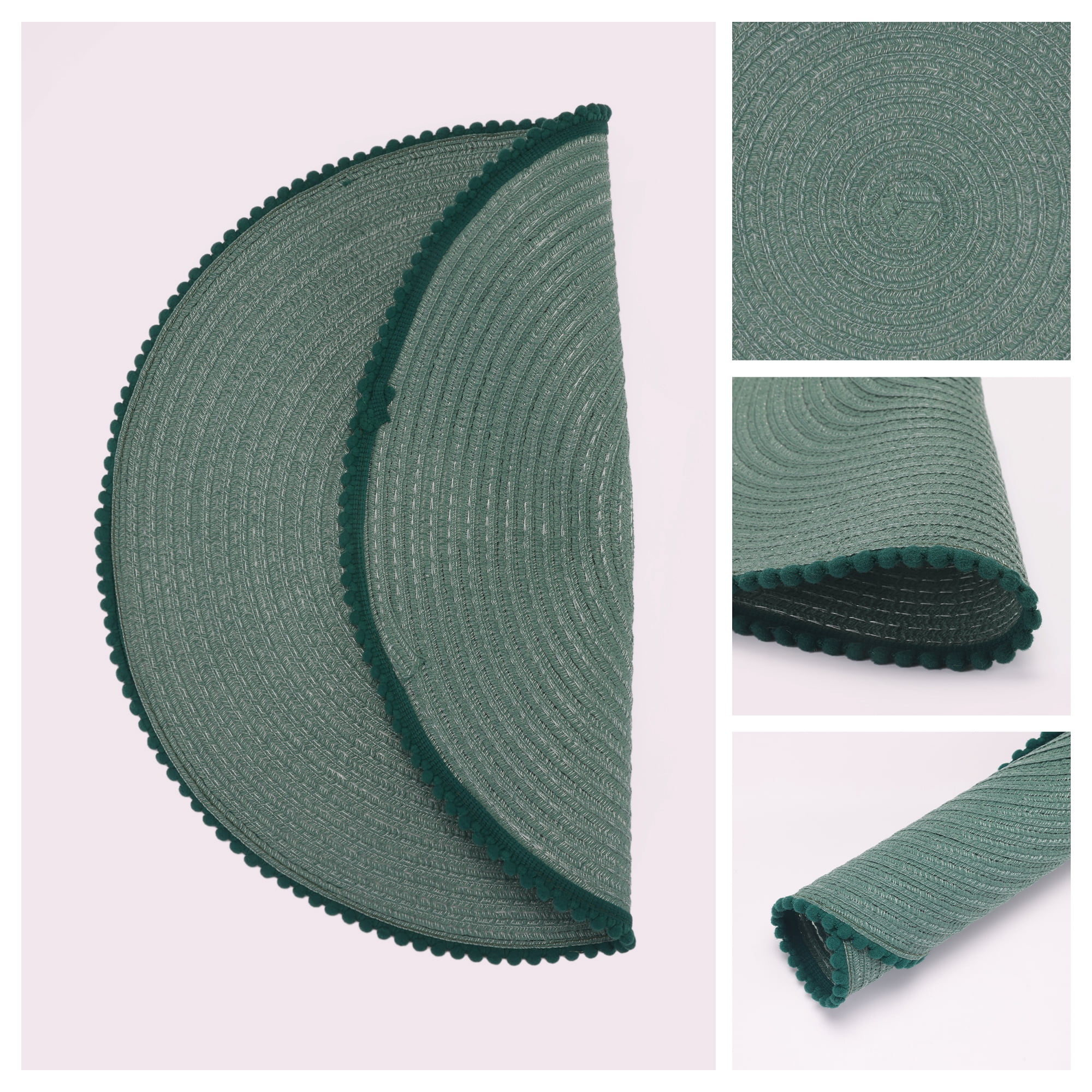 Unique Bargains Rustic Round Placemats 6Pcs Woven Placemats Blue 15x15inch