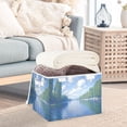 thumbnail image 3 of Yayeee Collapsible Cube Storage Bin with Lid Fabric Closet Decorative Basket with Handles, Blue Sky and River, 3 of 7