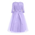 thumbnail image 4 of iiniim Big Girls' Lace Mesh Flower Dress Princess Wedding Bridesmaid Pageant Prom Party Dress Lavender 4, 4 of 6