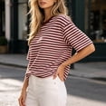 thumbnail image 6 of Lmnyox Striped T Shirt for Women Half Sleeve Round Neck Trendy Pullover Tee Fashion Loose Basic Summer Tops Outfits, 6 of 8