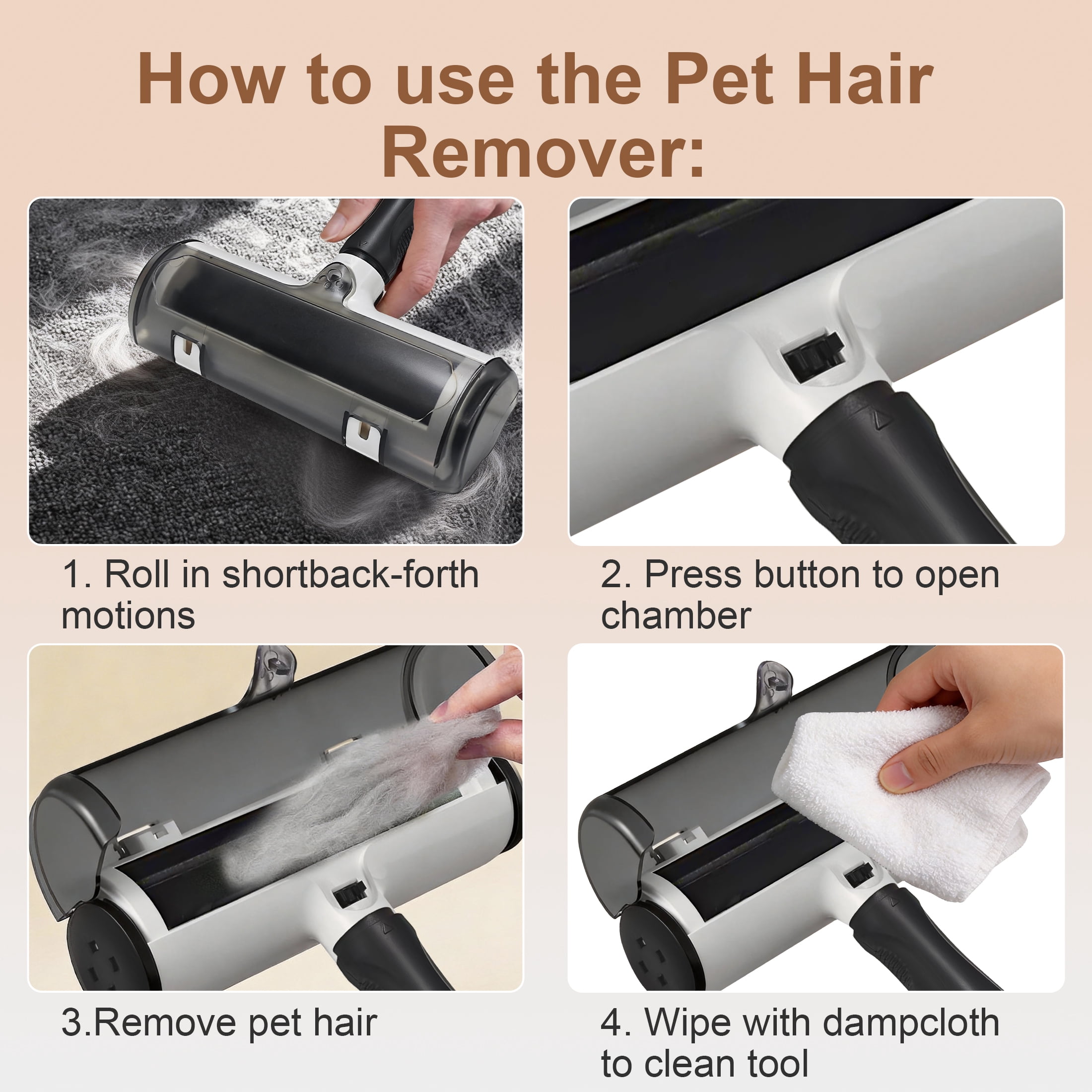 Reusable Pet Hair Remover Roller, No Refills Lint Roller for Dog Cat Fur, Portable Lint Remover for Couch, Carpet, Bedding, Clothes and Car Seat