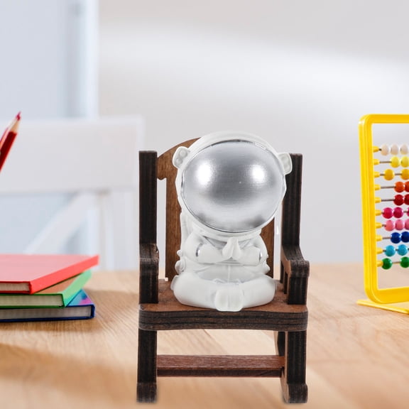 OULII Cute Astronaut Figurine Multi Color Wood and Resin Shelf Decor for Home Office and Cake Decoration 4.5 Inch