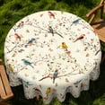 thumbnail image 4 of Janvonne Vintage Birds & Butterflies Round Tablecloth 60 Inch, Waterproof Spring Floral Bird Table Cover for Kitchen Dining, Patio and Home Decor, 4 of 6