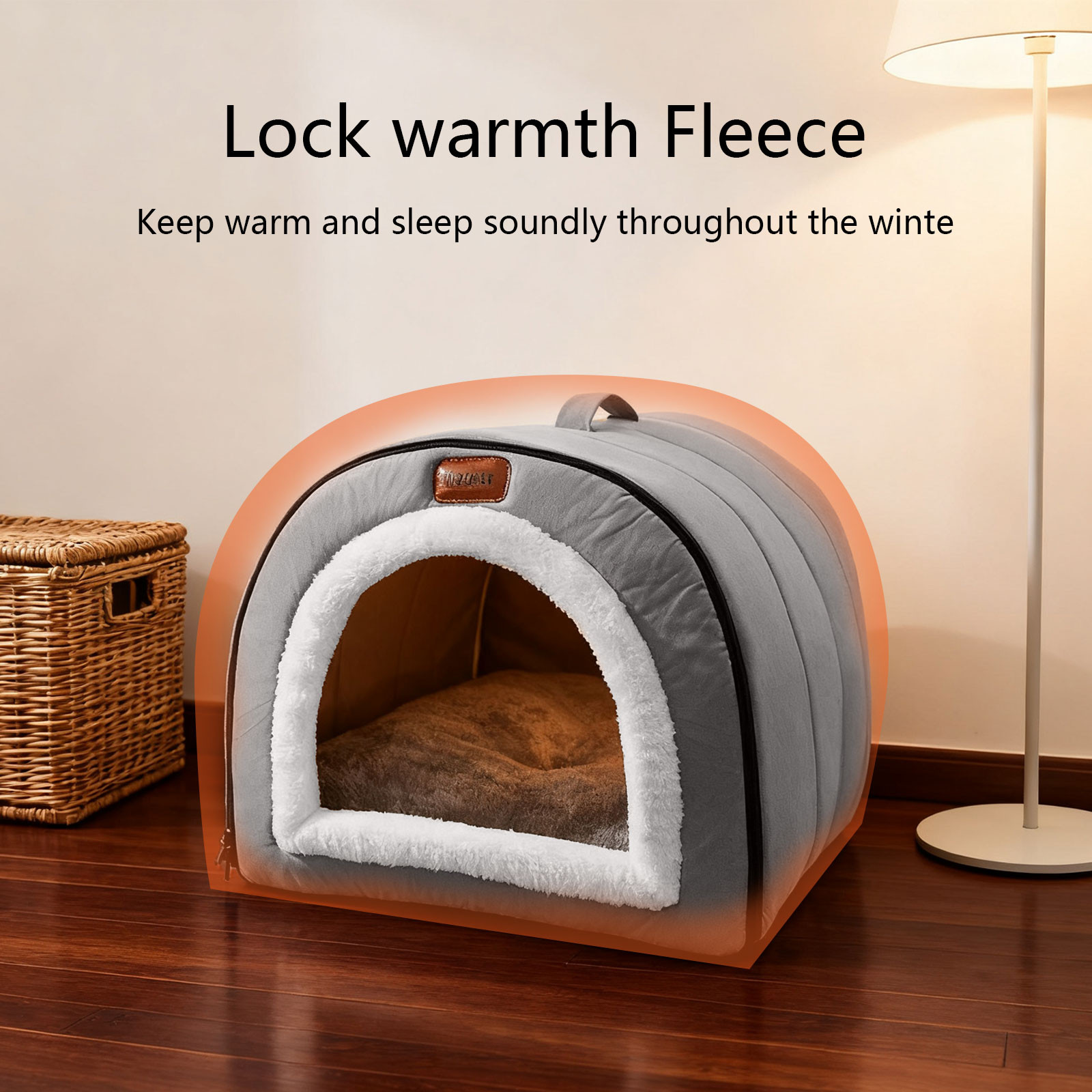 Warm Deep Sleeping Orthopedic Cat Bed Enclosed Indoor Tent with Removable Washable Cushion for All Seasons