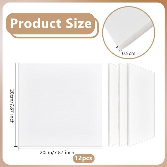 12pcs PVC Foam Board Craft Foam White 200x200x5mm