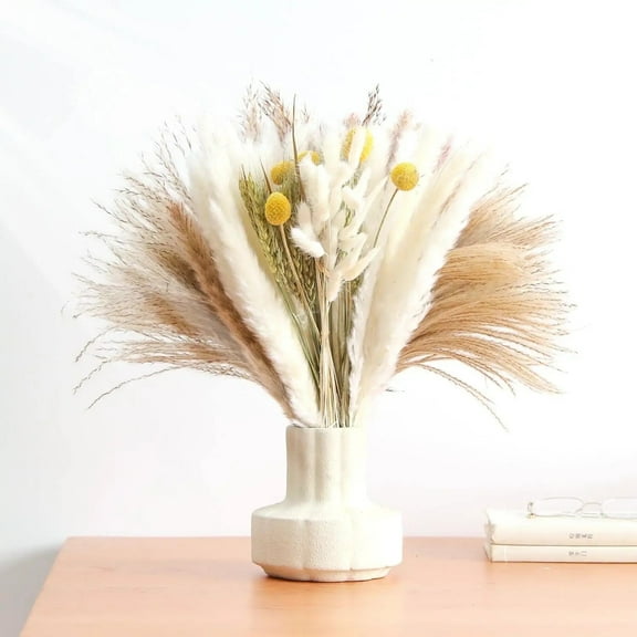 95 Pcs Dried Pampas Grass 17'' Natural Boho Pampas Grass Farmhouse Decor Pampas Grass Flower Arrangements Fluffy Pampas Plants for Wedding Flower Arrangements Home Decor