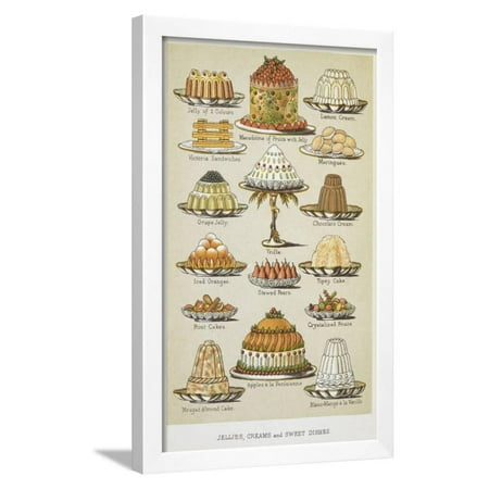 Isabella Cream - Jellies, Creams and Sweet Dishes Framed Print Wall Art By Isabella Beeton