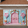 thumbnail image 5 of Pink Theme Candy Banner Pastel Colors Sweet Display Lollipop Design Cupcake Decor Fairy Tale Backdrop for Kids Party Birthday Celebration Photo Backdrop, 5 of 9