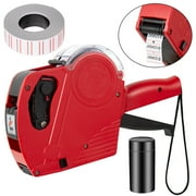 8 Digit Price Labeler Manual Marking Machine, Portable Label Numerical Tag Maker with Sticker Labels Refill Ink, Red