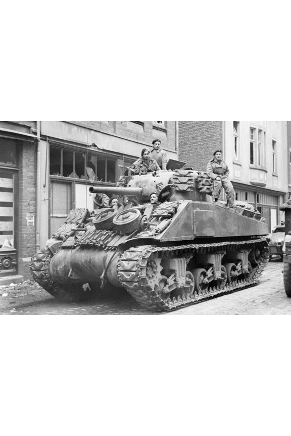 24x36 gallery poster, M4 Sherman tank of 8th Armoured Brigade in Kevelaer, Germany, 4 March 1945
