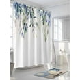 thumbnail image 3 of Fsddascl Blue Green Leaves Shower Curtain Set - Small 36" x 72" Washable Bathtub Curtain with 12 Hooks, Watercolor Spring Botanical Branches Waterproof Fabric Stall Shower Curtains for Bathroom, 3 of 6
