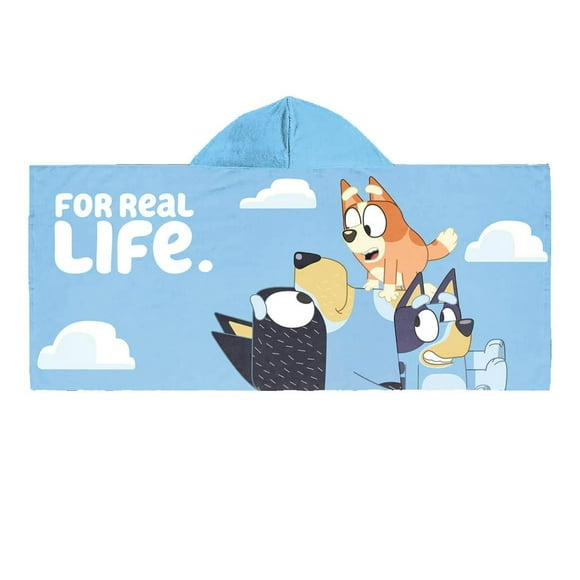 Bluey Kids Hooded Towel, 100% Cotton, Hooded Towel (22'' x 51'')