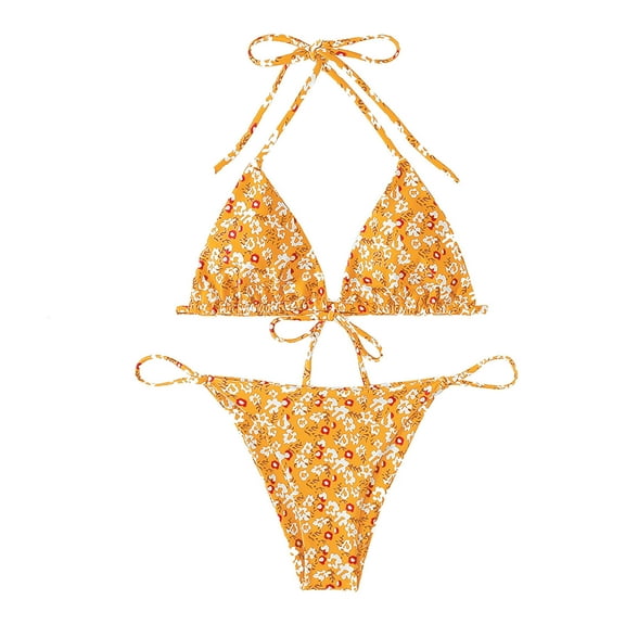 Aayomet Plus Size Bikini Two-piece Swimsuit Swimsuit Beachwear Up Women Split Bikini Swimsuit Push Split Bandage Set Swimwear,Yellow L