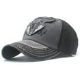 thumbnail image 1 of Under $10 Baseball Caps Black Embroidered Applique Unisex Adjustable Distressed Denim Hats Baseball Cap Topee, 1 of 7